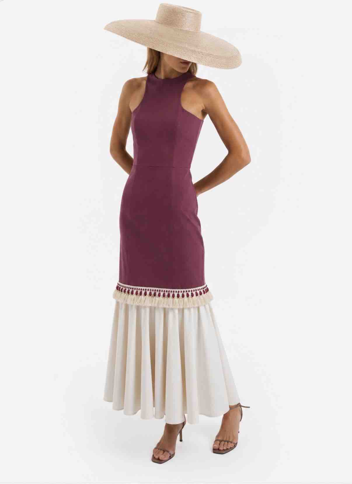 Alquiler Vestido The IQ Collection granate flecos | Jointy