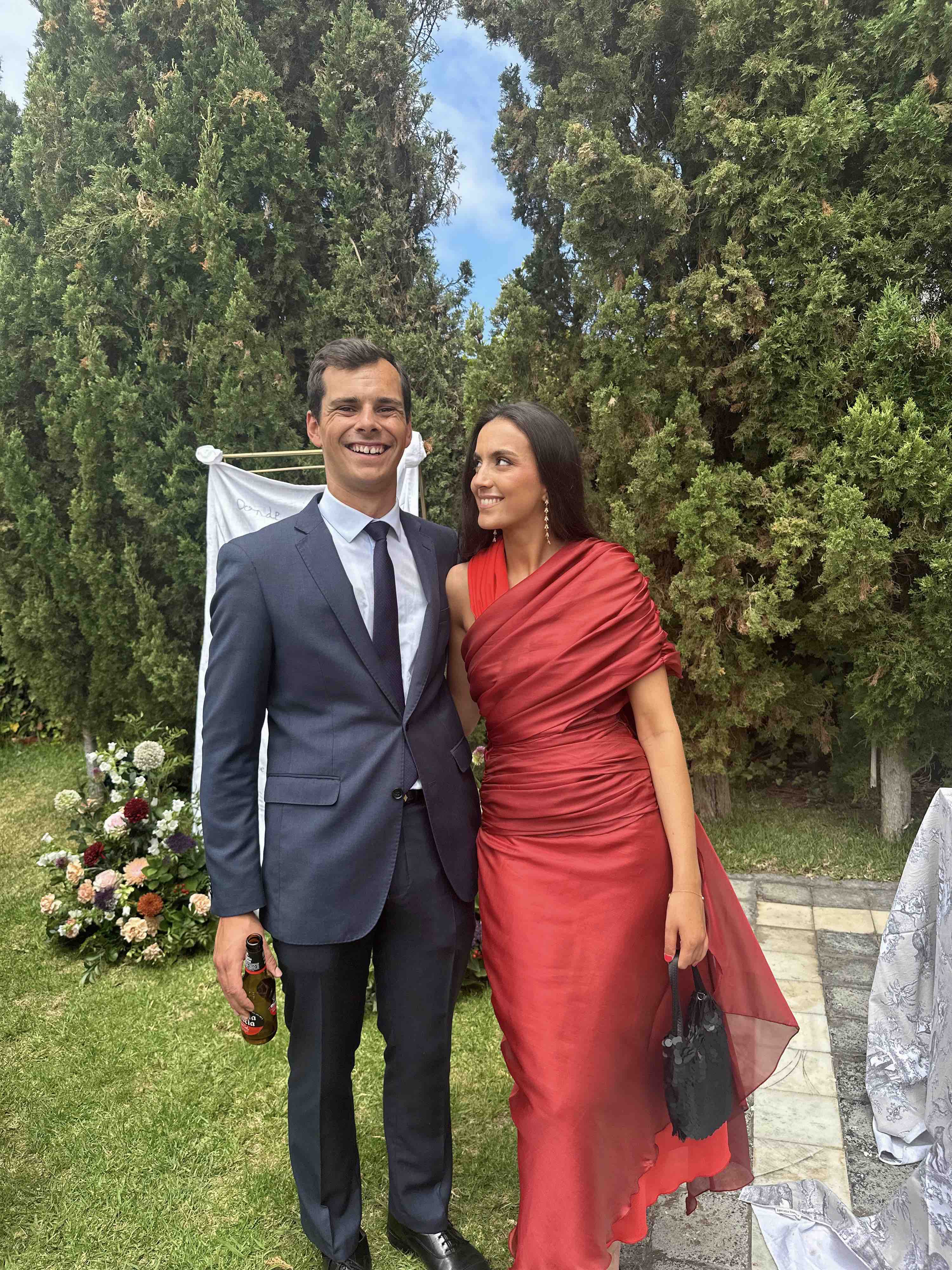 Alquiler Vestido bicolor asimétrico organza | Jointy