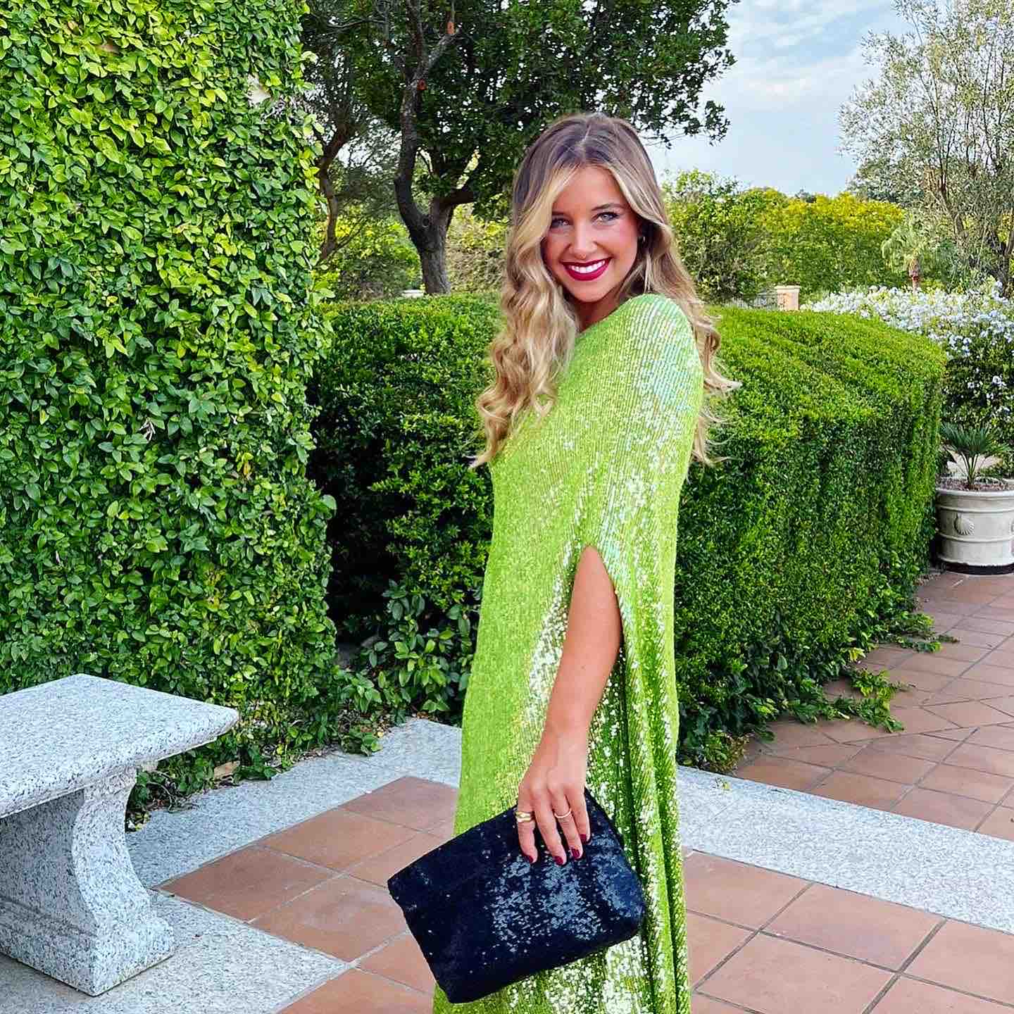 Alquiler Vestido lentejuelas verde asimétrico | Jointy