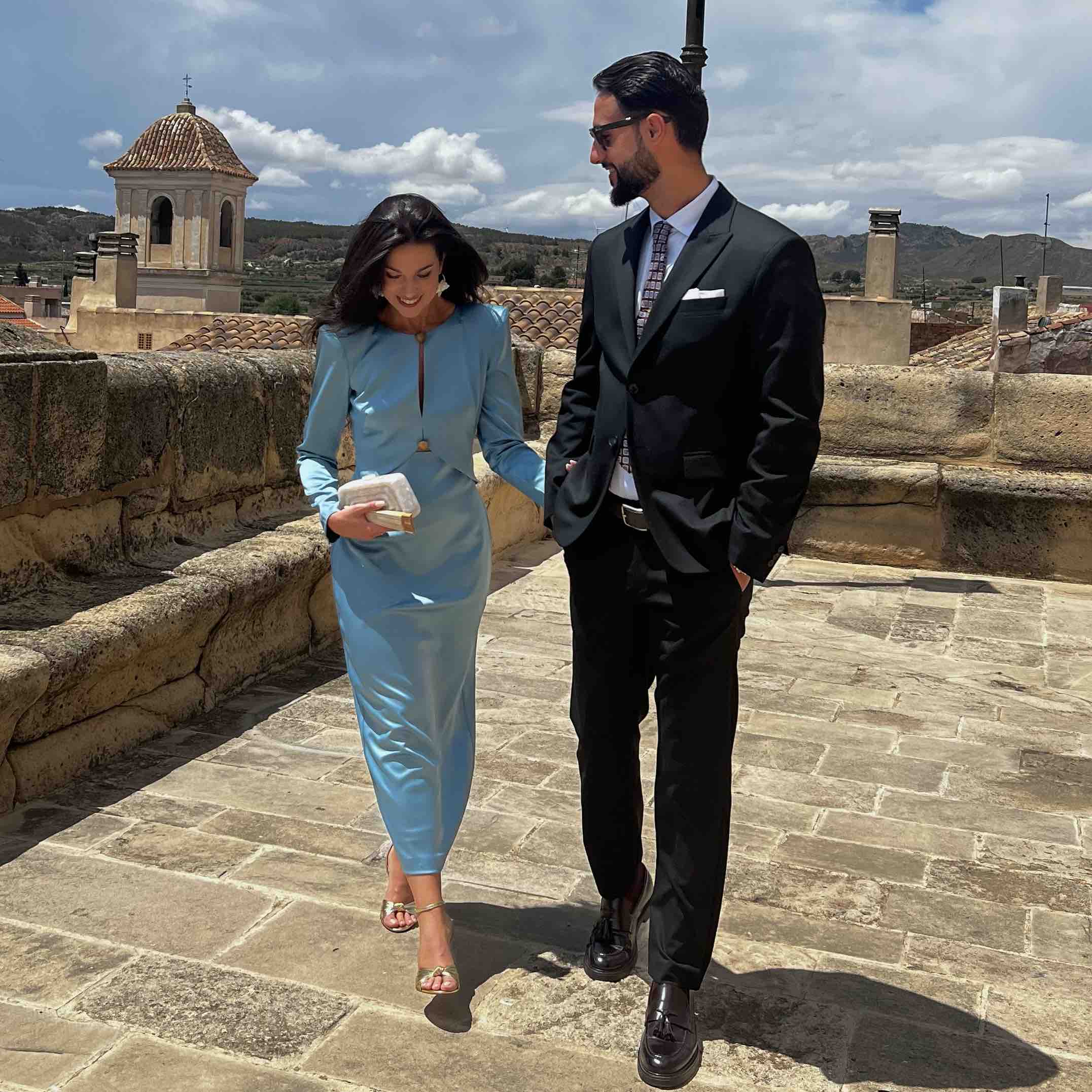 Alquiler Vestido azul mangas | Jointy