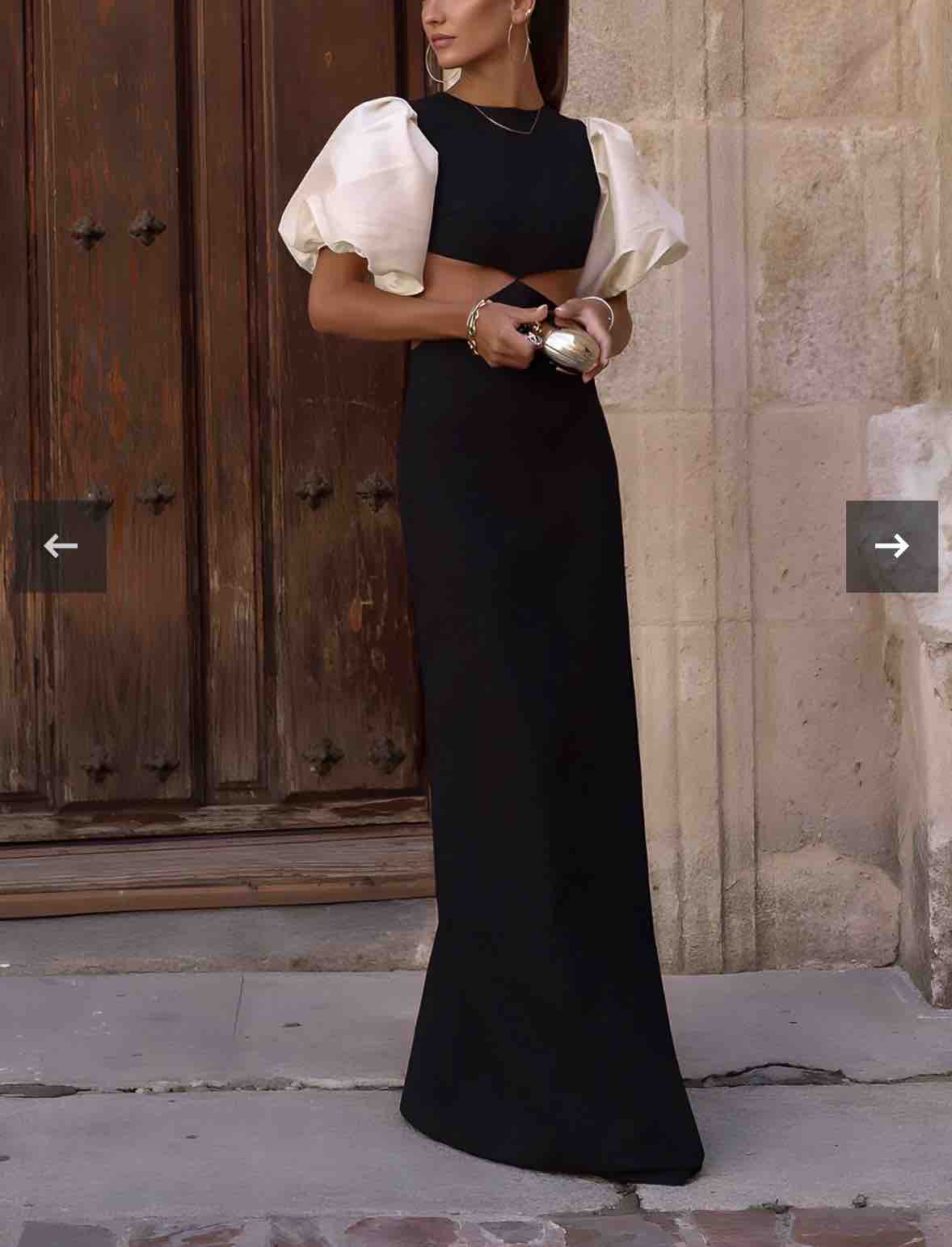 Alquiler Vestido Negro Mangas perla Kaoa | Jointy