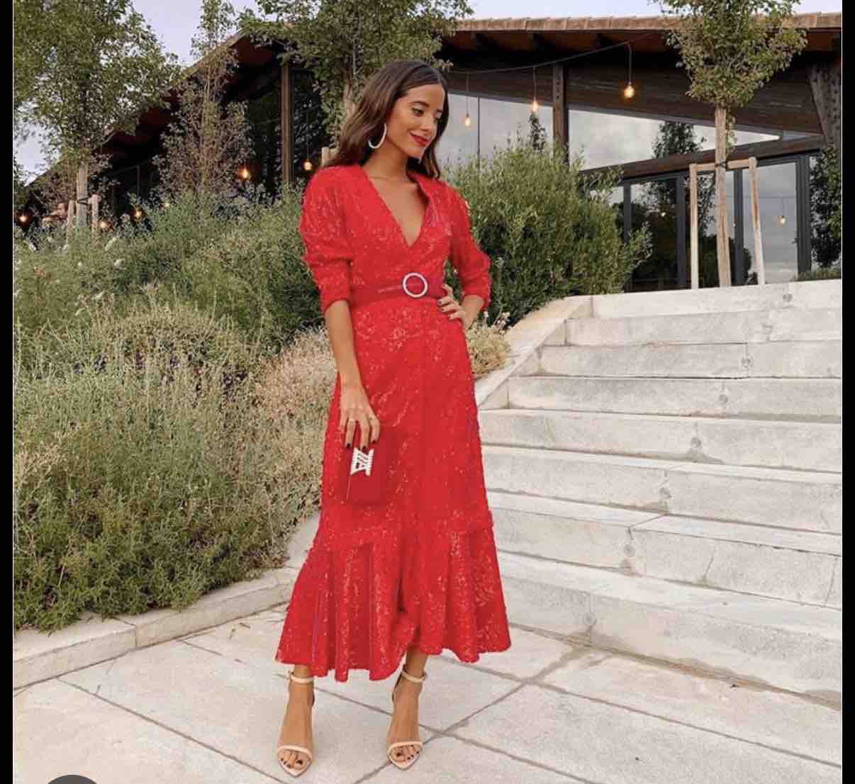 Alquiler Vestido rojo lentejuelas SIN cinturón | Jointy