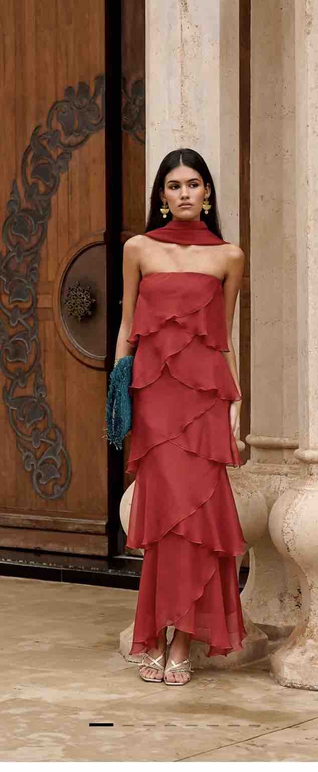 Alquiler Vestido Miphai Terracota Capas | Jointy