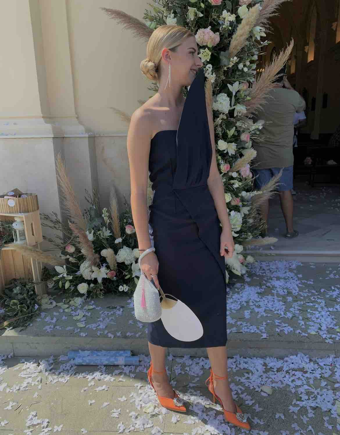 Alquiler Vestido invitada estructura azul marino | Jointy