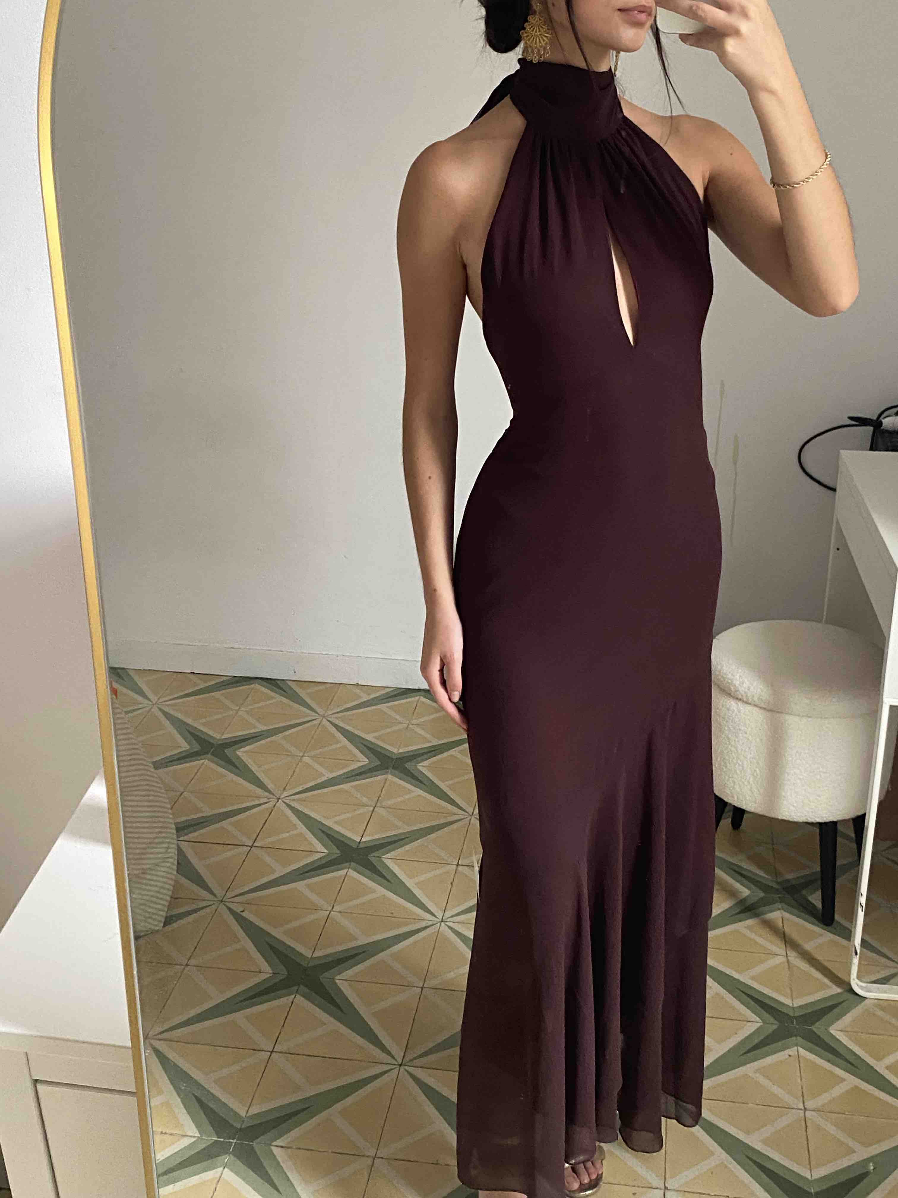 Alquiler Vestido invitada marrón chocolate | Jointy