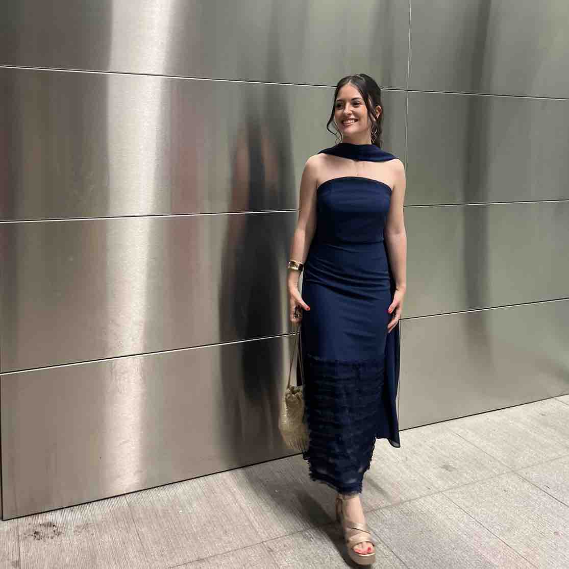 Alquiler Vestido palabra de honor azul marino | Jointy