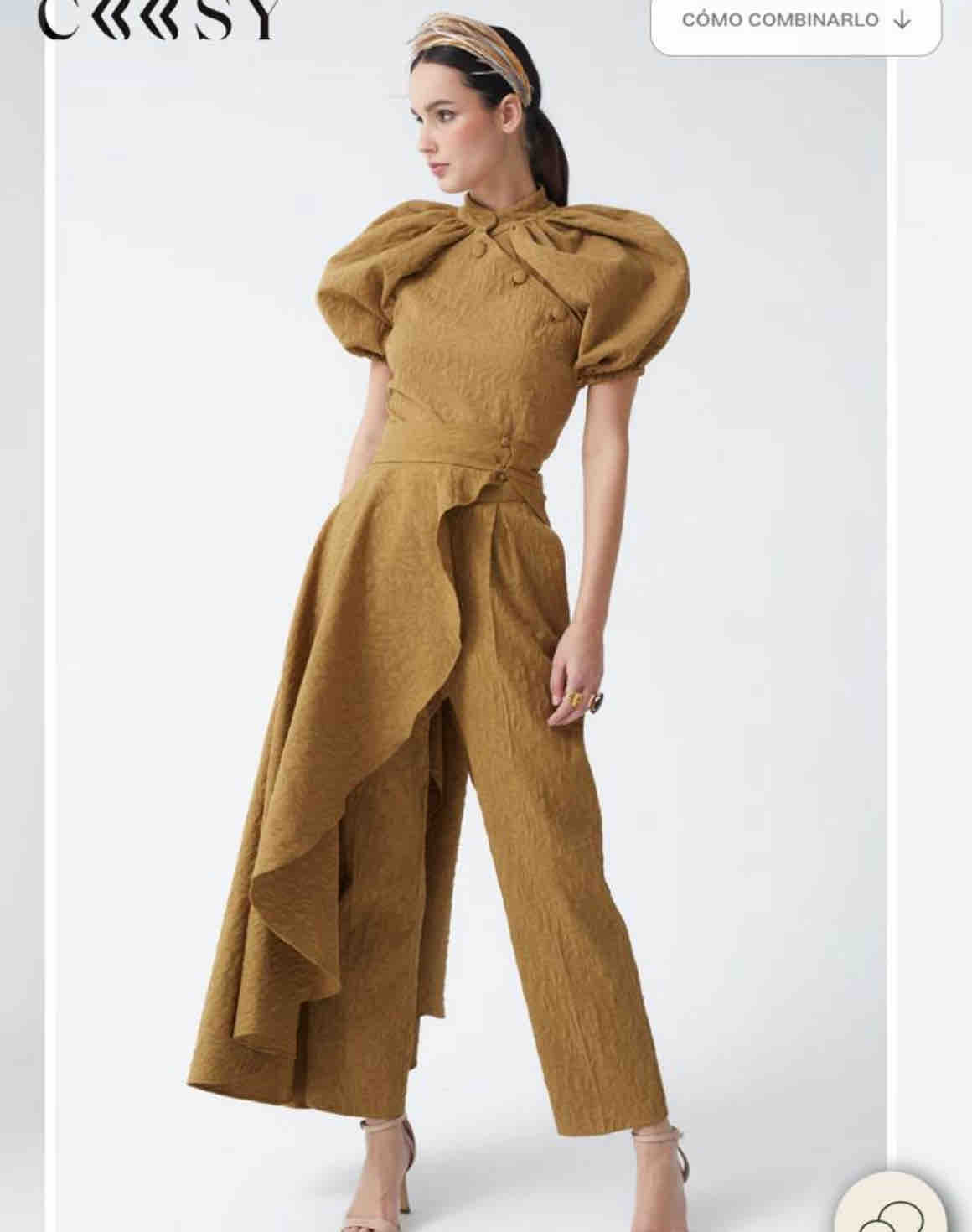 Alquiler Traje top- pantalón- faldón Coosy XS mostaza | Jointy