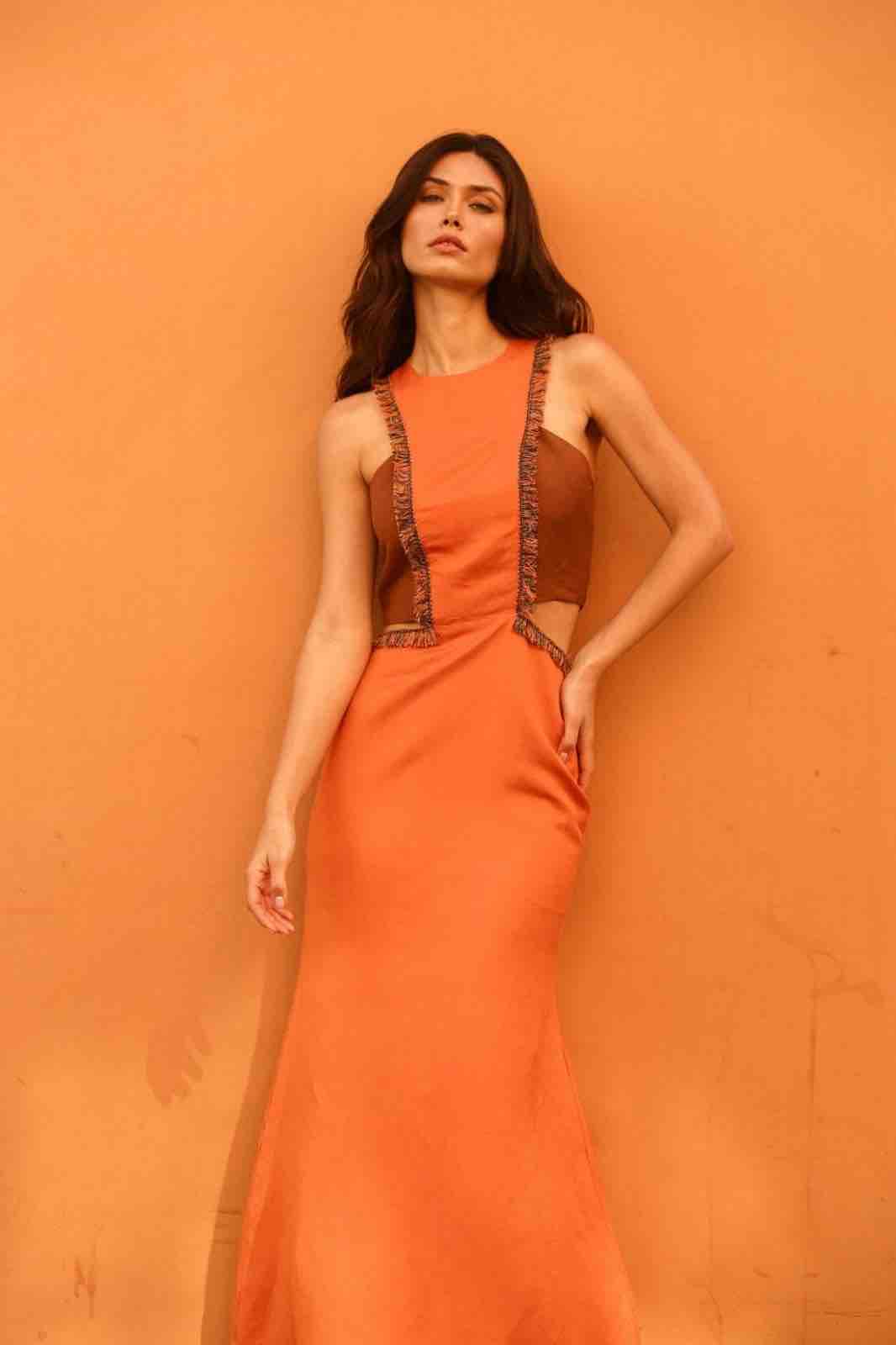 Alquiler Vestido naranja étnico | Jointy