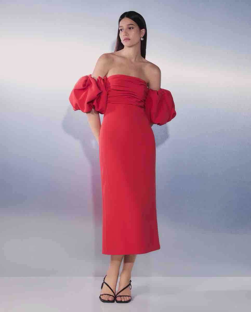 Alquiler Vestido de invitada mangas abullonadas | Jointy