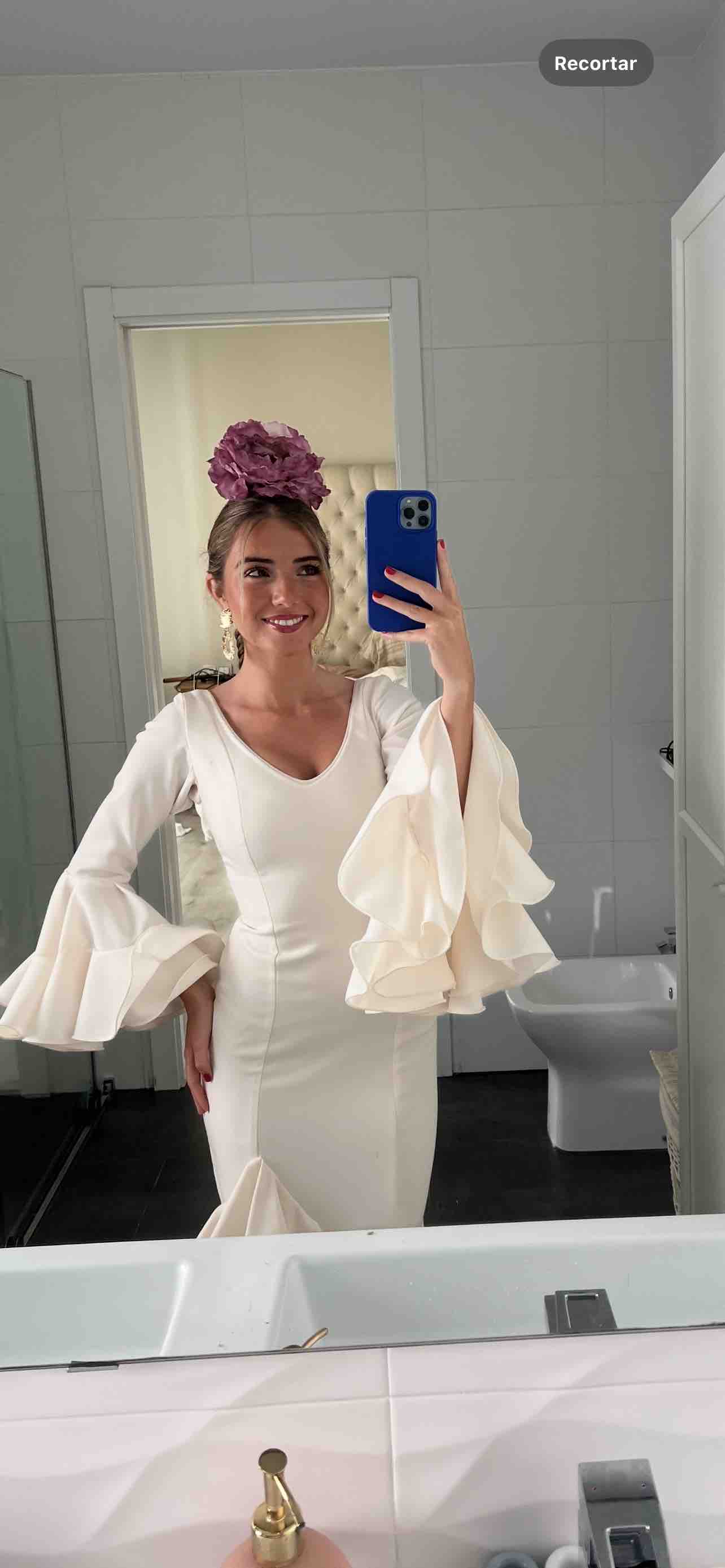 Alquiler Vestido flamenca blanco crudo | Jointy