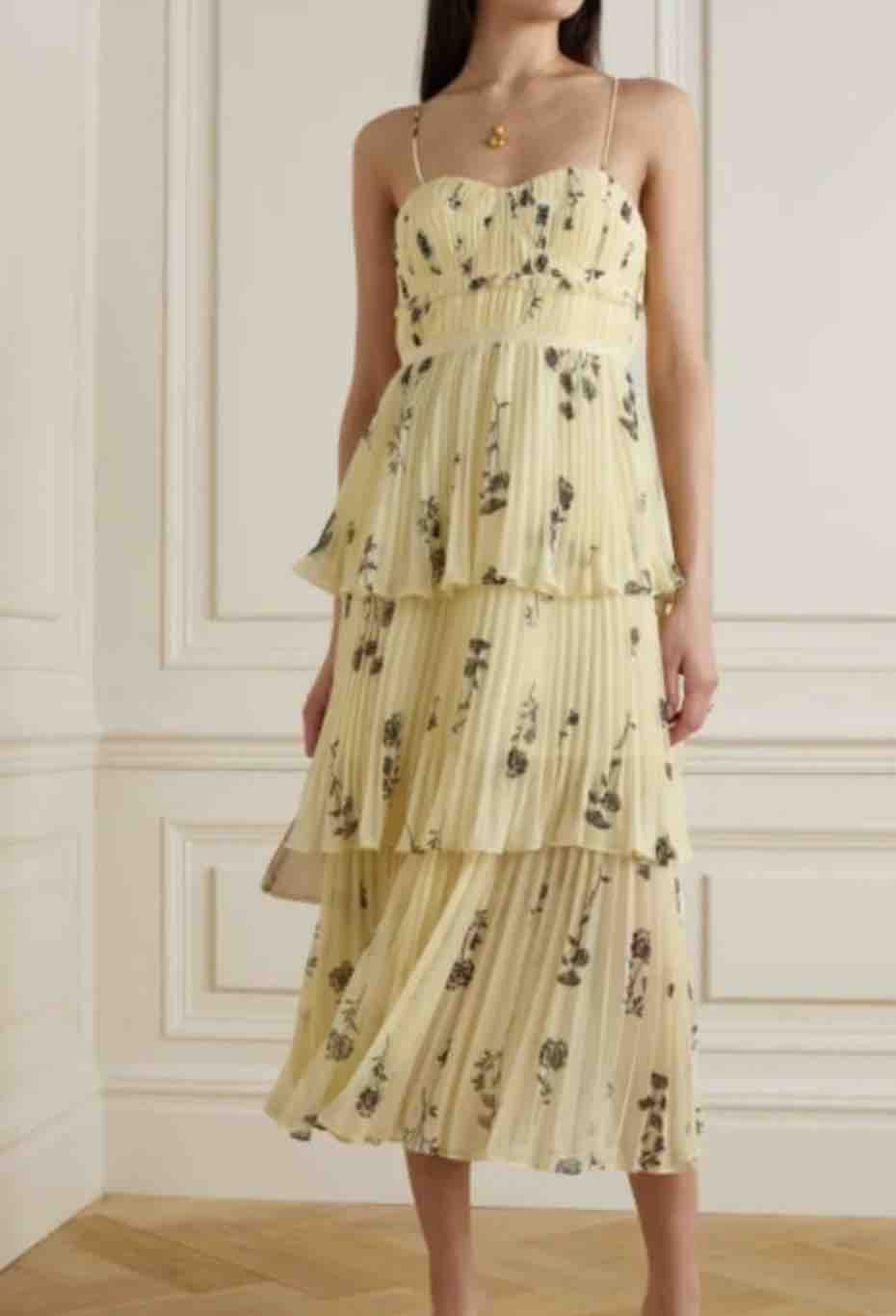 Alquiler Vestido corse amarillo pastel Self Portrait | Jointy