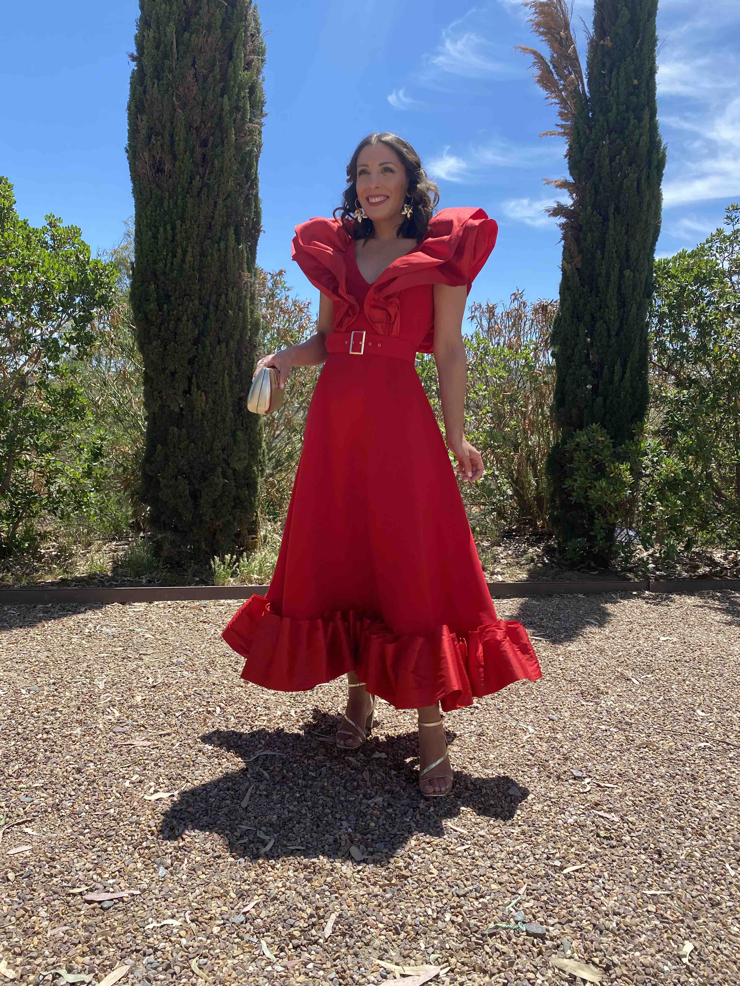 Alquiler Vestido midi rojo | Jointy