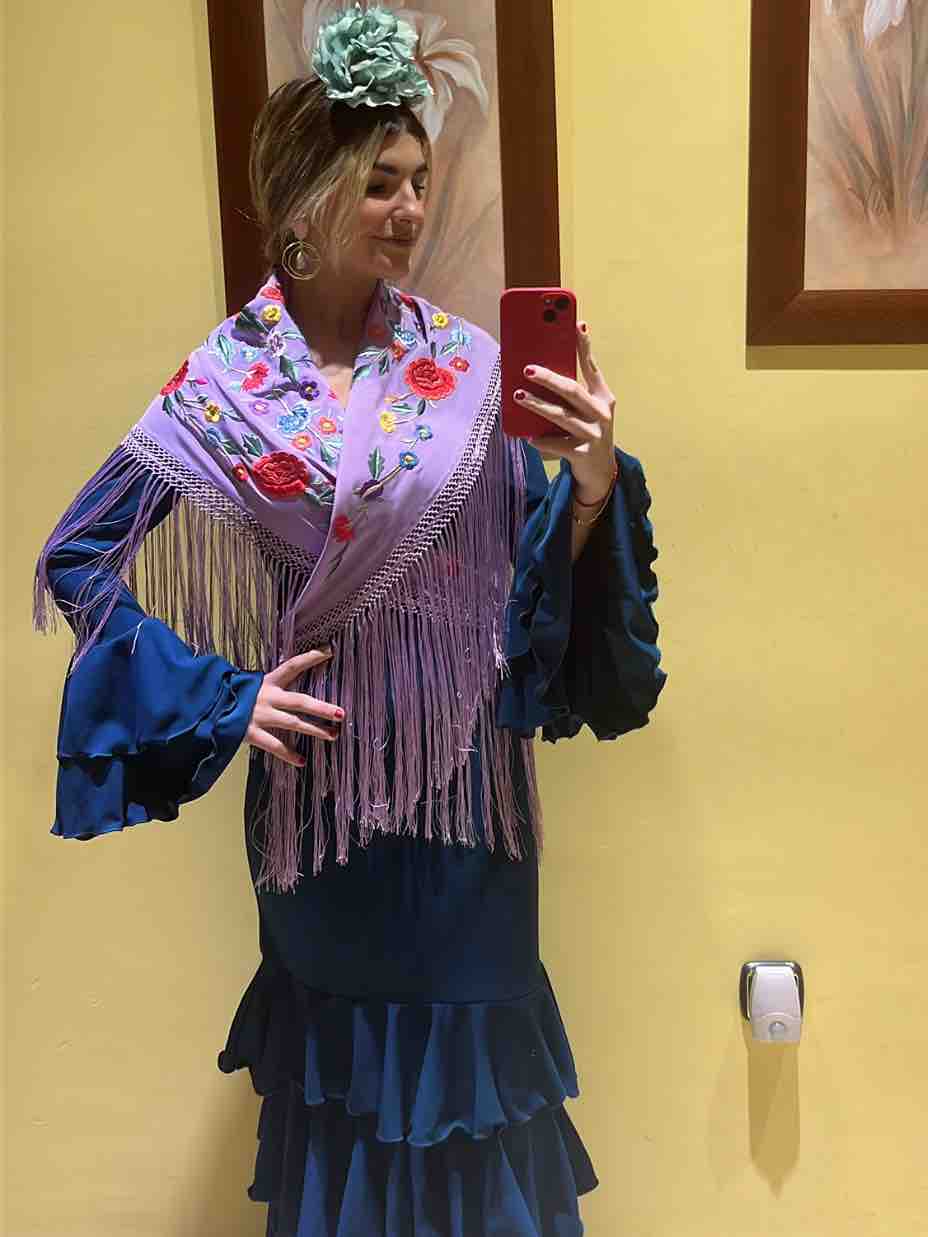 Alquiler Vestido Flamenca Azul Petróleo | Jointy