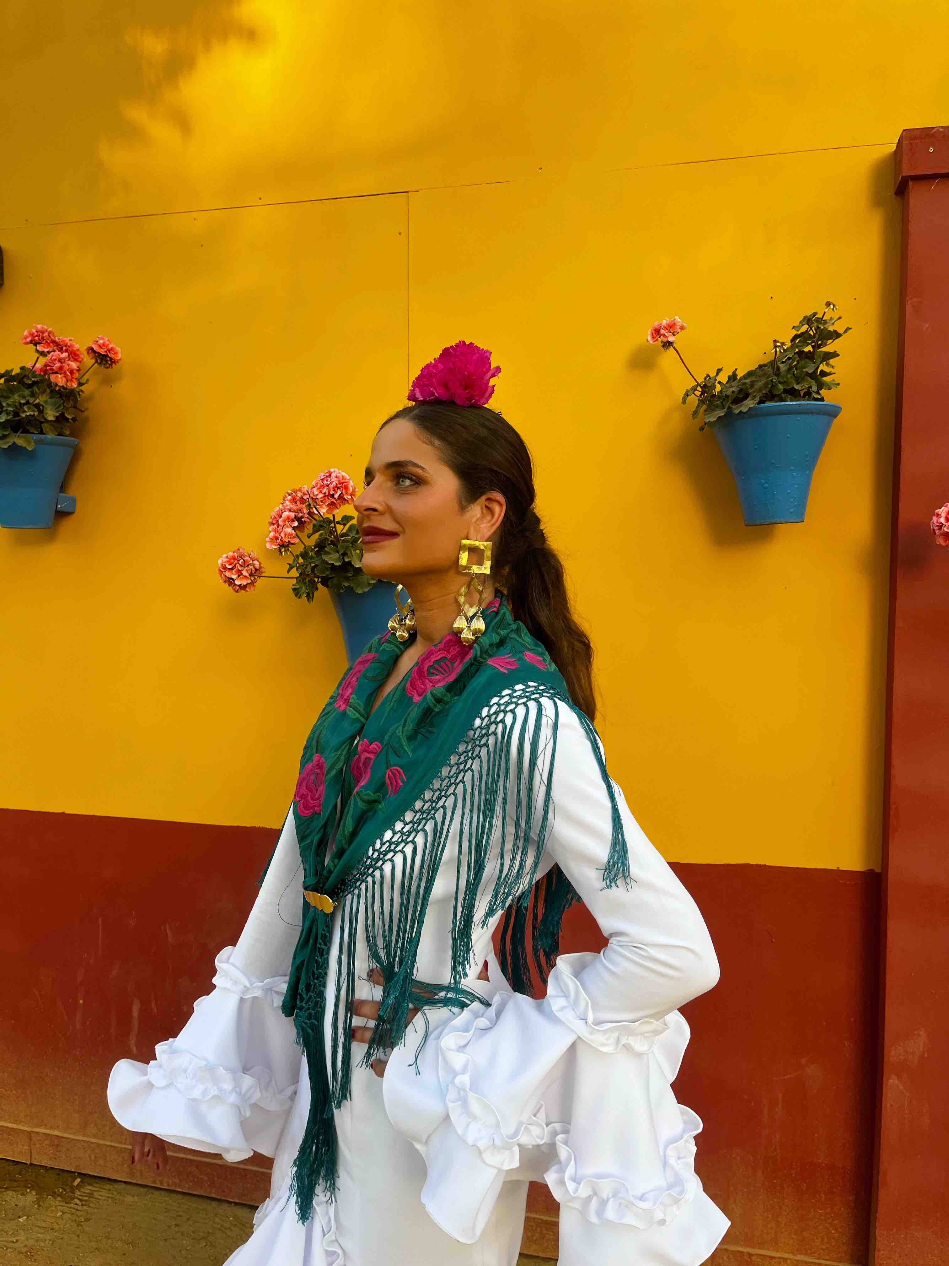 Alquiler Vestido flamenca blanco Sibilina personalizado | Jointy