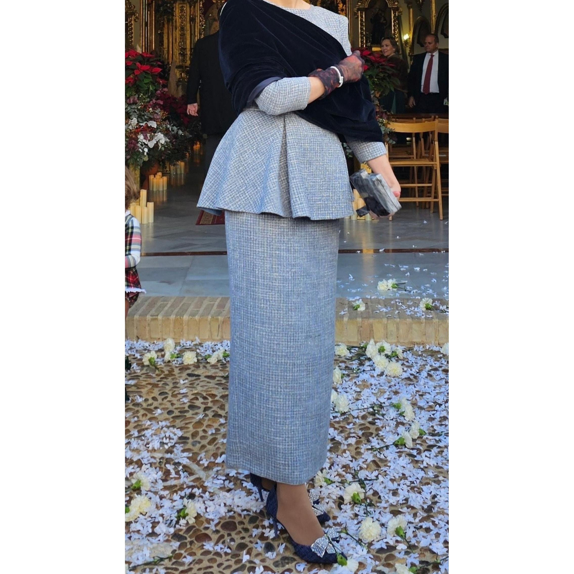 Alquiler vestido invitada a boda tweet y terciopelo | Jointy