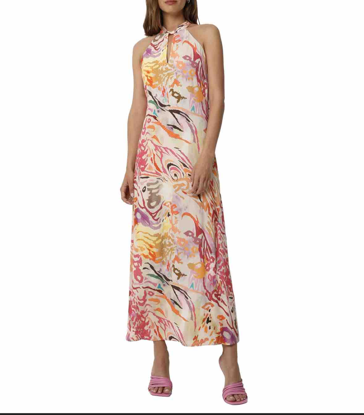 Alquiler Vestido colorido con espalda al aire | Jointy