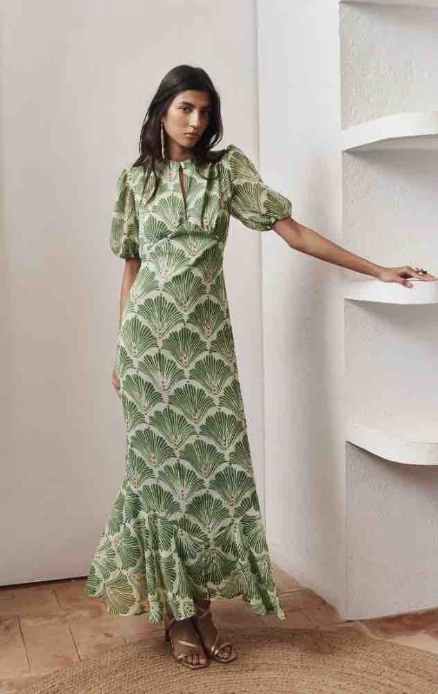Alquiler Vestido verde estampado | Jointy